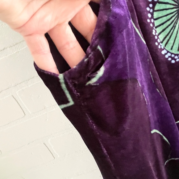 Aspesi Mini Dress Bubble hem Italy Designer Velvet Silk blend Purple Mint Sz 4 - Picture 12 of 13